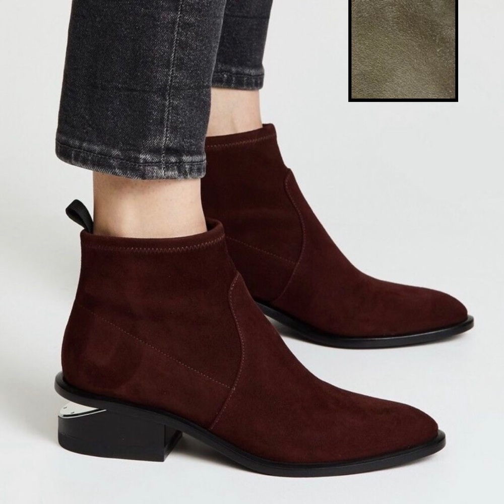 Green ALEXANDER WANG Kori Cut Out Heel Suede Booties